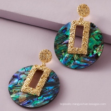 Shangjie OEM Intertwined 2021 Fashion Hyperbole Lightning Heart Africa Earrings Lip Abalone Shell Unique Geometric Earrings